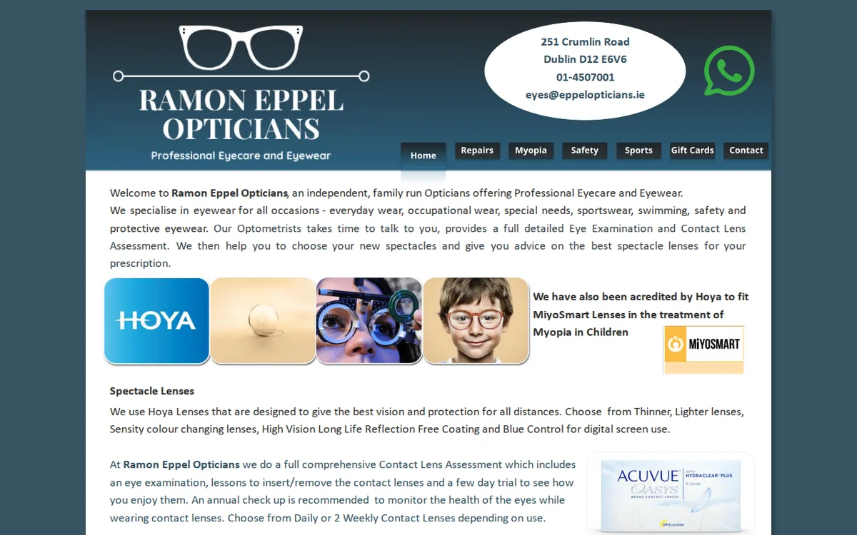 The front page of eppelopticians.ie
