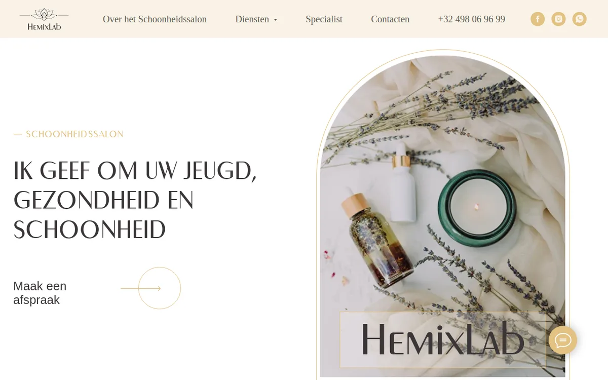 De homepage van hemixlab.be