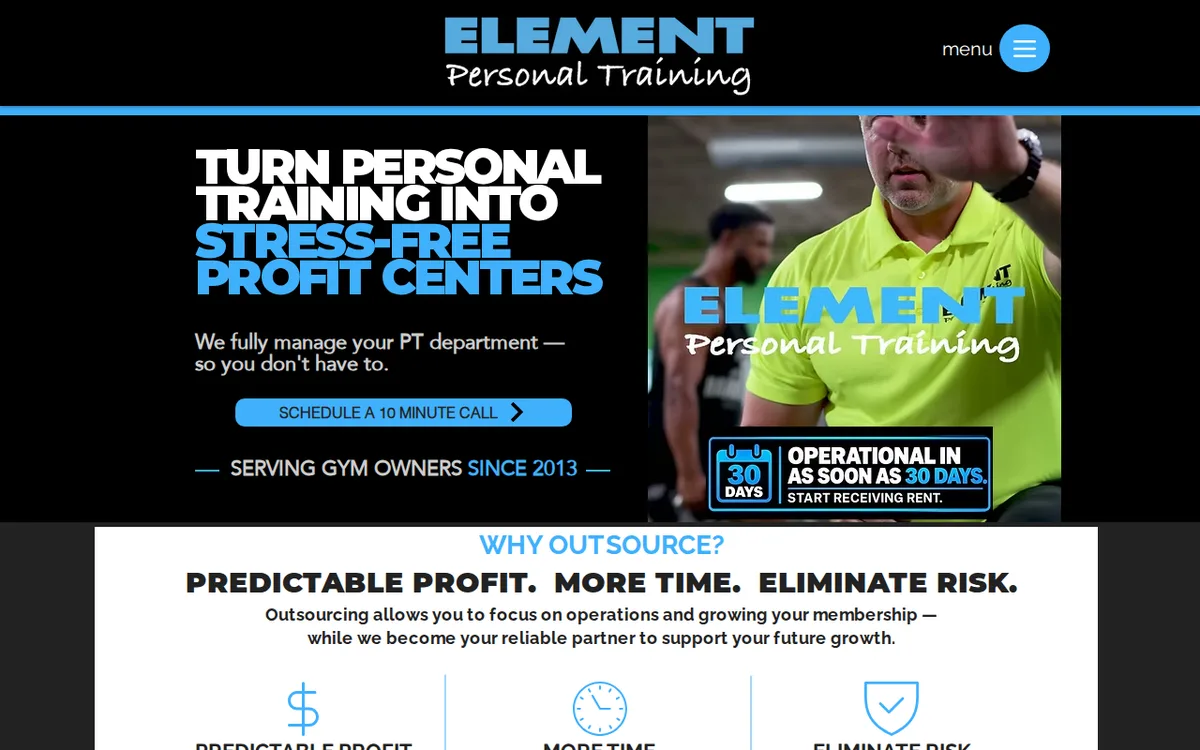 The front page of elementfmg.com