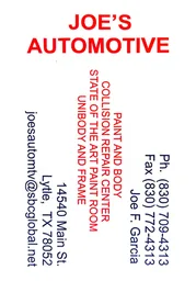 Logo firmy Joe's Automotive Collision Center