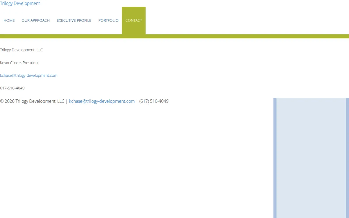 Forsiden til trilogy-development.com